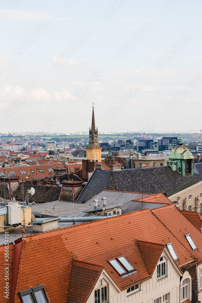 top views of the old town in Brno, Morawia, Czech Republic, Europe. Traveling by Czech republic