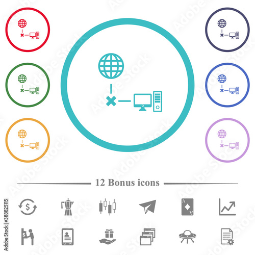 Offline computer flat color icons in circle shape outlines photo