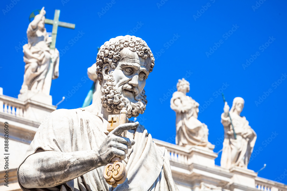 Saint Peter statue in front of Saint Peter Cathedral - Rome, Italy - Vatican City