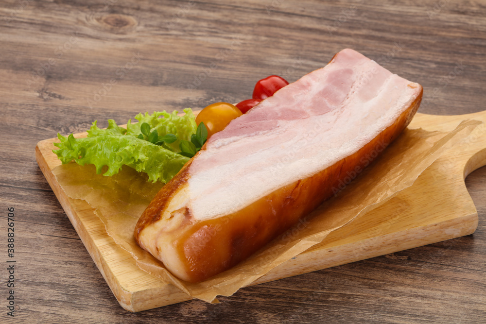 Smoked pork breast with salad leaves Smoked pork breast with salad leaves