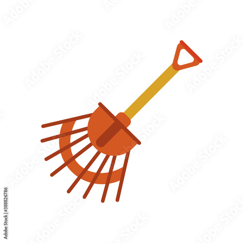 rake gardening tool flat style icon