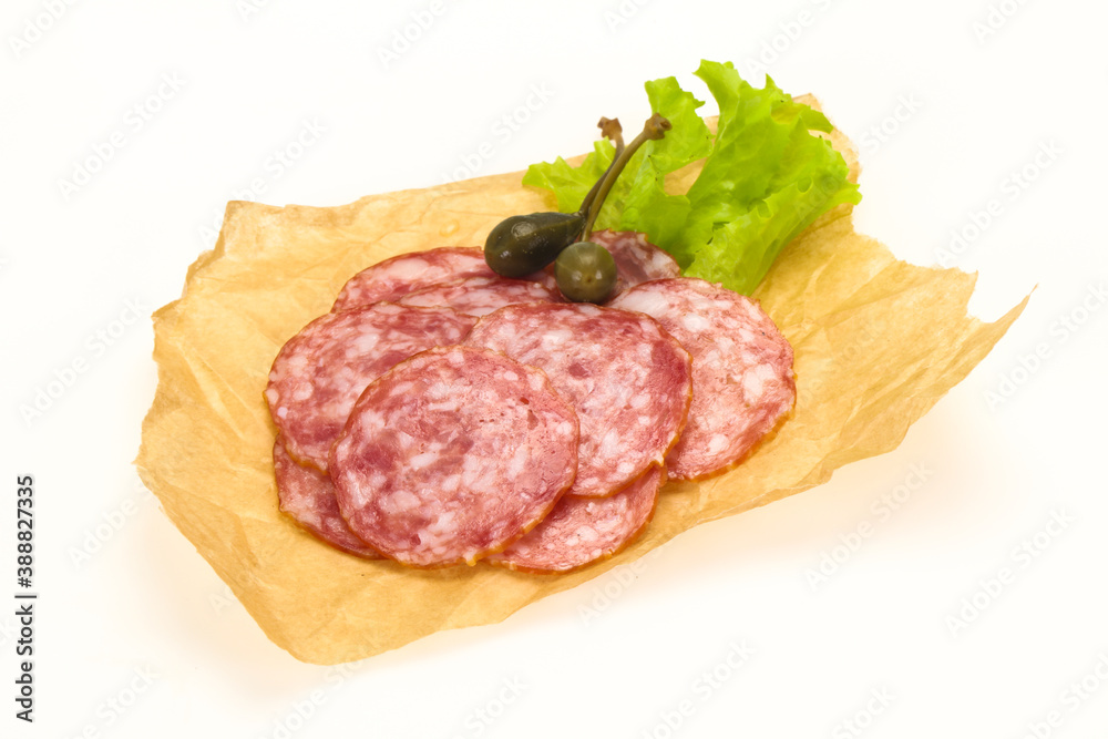 Spanish Salchichon sausage with salad