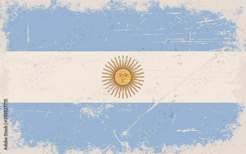 Vintage flag of Argentina. Argentine Republic