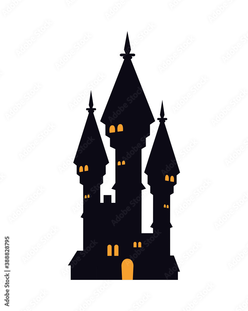 halloween dark castle with cross