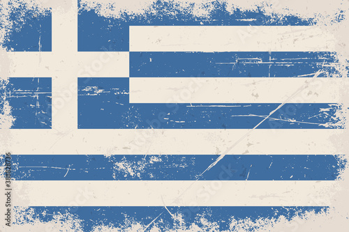 Vintage flag of Greece. Hellenic Republic