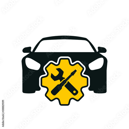 Car Service Icon, Car Repair Sign. Repair automobile, fix auto, wrench icon