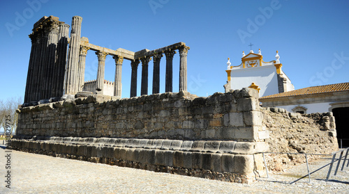 Roman Temple of Diana in Evora. City World Heritage by Unesco. Alentejo Portugal
