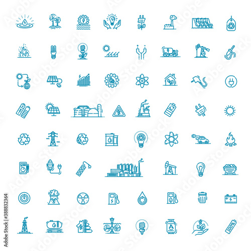 Collection of linear style vector icons on the theme of electric power.