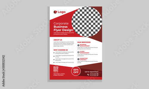 Corporate business flyer, poster, brochure design template, colorful flyer, red flyer design.