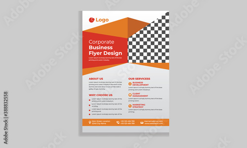 Corporate Business Flyer poster brochure cover design, vector template in A4 size two colors scheme,