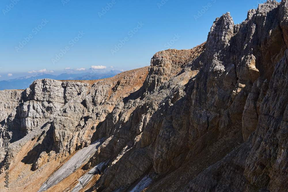 glaciers survived until the end of summer in the shade of rocks on the north side of the Oshten mountain peak in the Caucasus