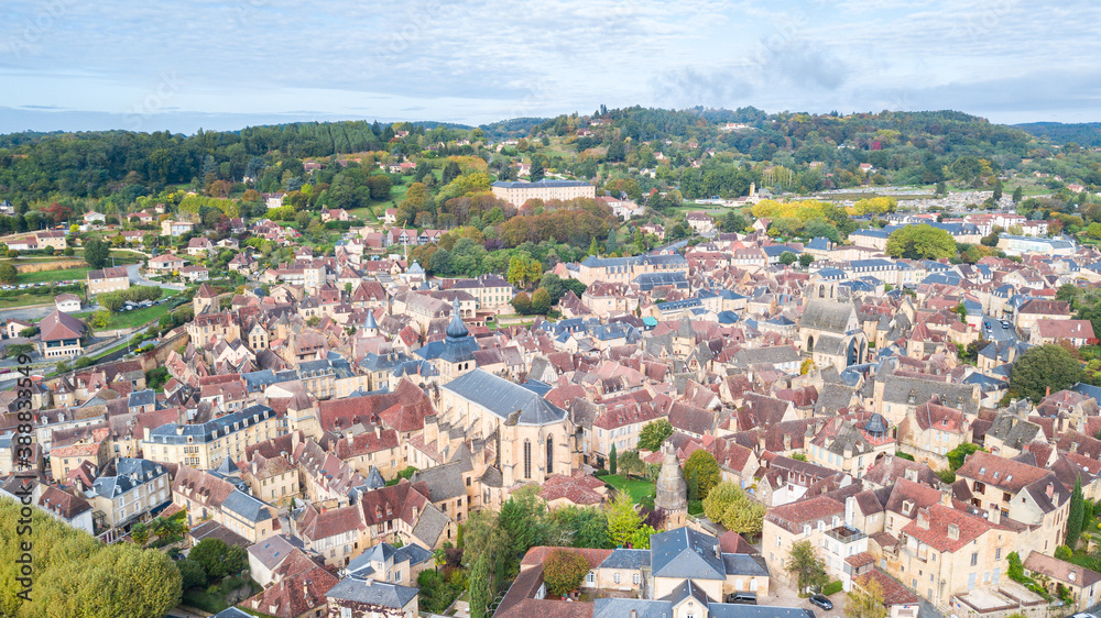 aerial view of sarlat la caneda town, France