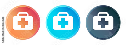 Medical bag icon steam mist round button set shiny illustration