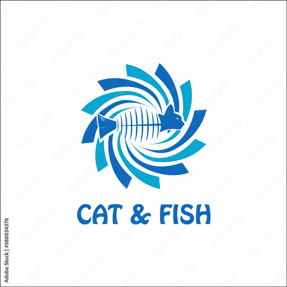 Cat and Fish logo exclusive design inspiration