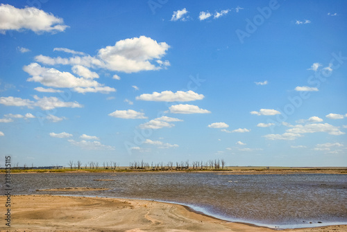 Fototapeta Naklejka Na Ścianę i Meble -  
epecuen lagoon. lagoon with big sky in the background.