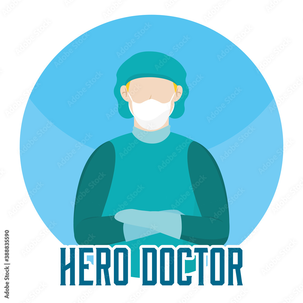 Isolated Medical doctor icu heroe white mask - Vector