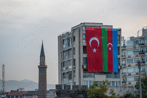 Azerbaijan and Turkey are flags everywhere together in Turkey