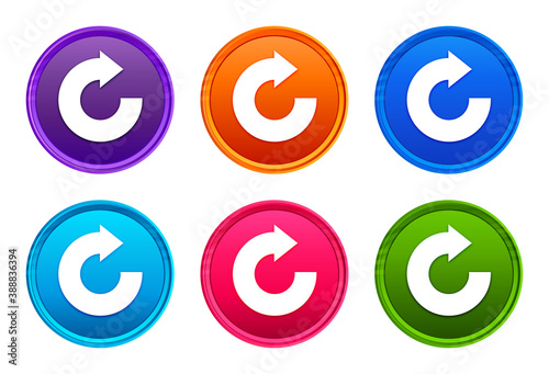 Reply arrow icon luxury bright round button set 6 color vector © FR Design