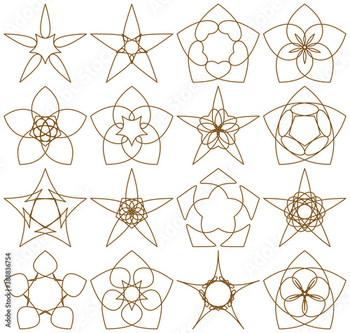 Different example pentagrams 