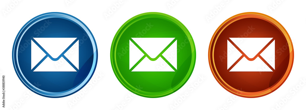 Email icon stylish round button set glass design Email icon stylish round button set glass design
