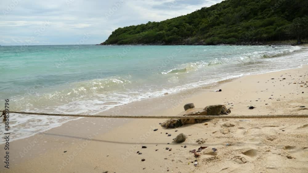 Anchor Rope on Empty, Secluded Beach in Thailand - Static View Anchor Rope on Empty, Secluded Beach in Thailand - Static View