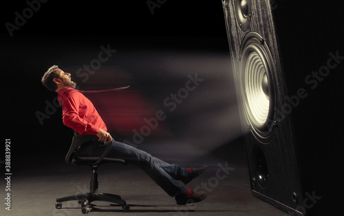 The sound wave set back an chair with screaming man.