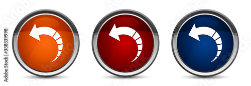 Back arrow icon exclusive blue red and orange round button design set