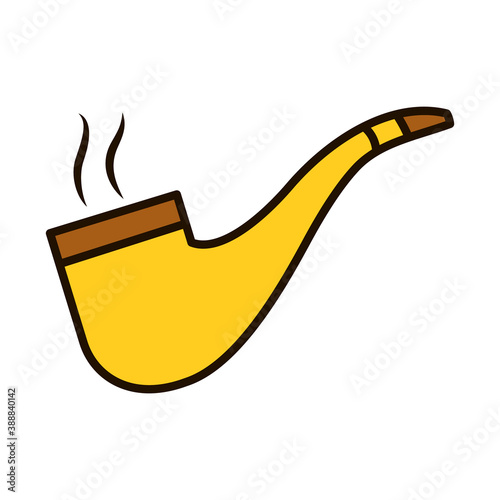 smoking pipe icon, line and fill style