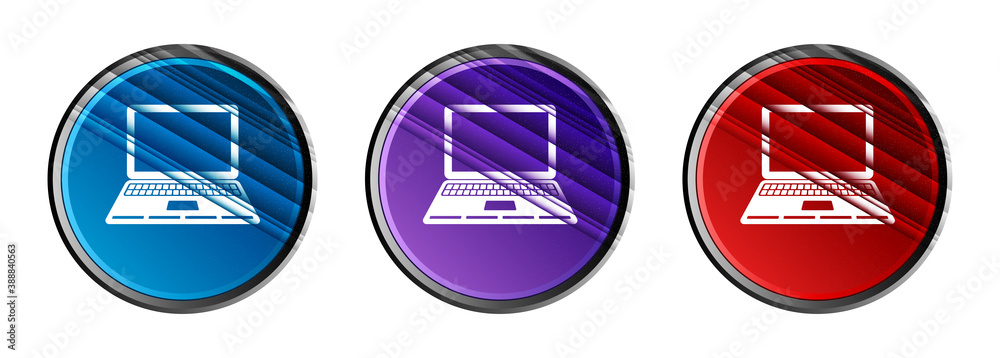 Laptop icon natural sky light round button set stripes line illustration Laptop icon natural sky light round button set stripes line illustration