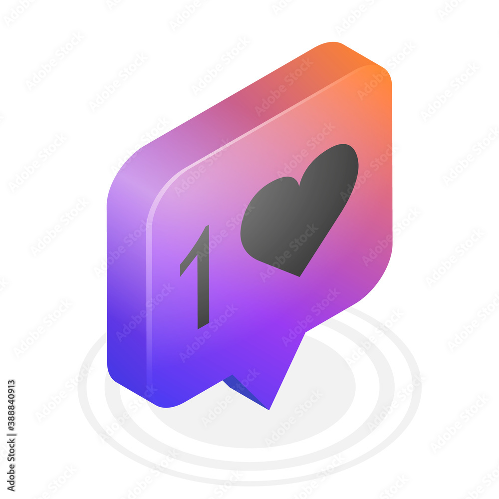 Isometric social media flat icon. 3d concept follower notification symbol. Vector illustration. Isometric social media flat icon. 3d concept follower notification symbol. Vector illustration.