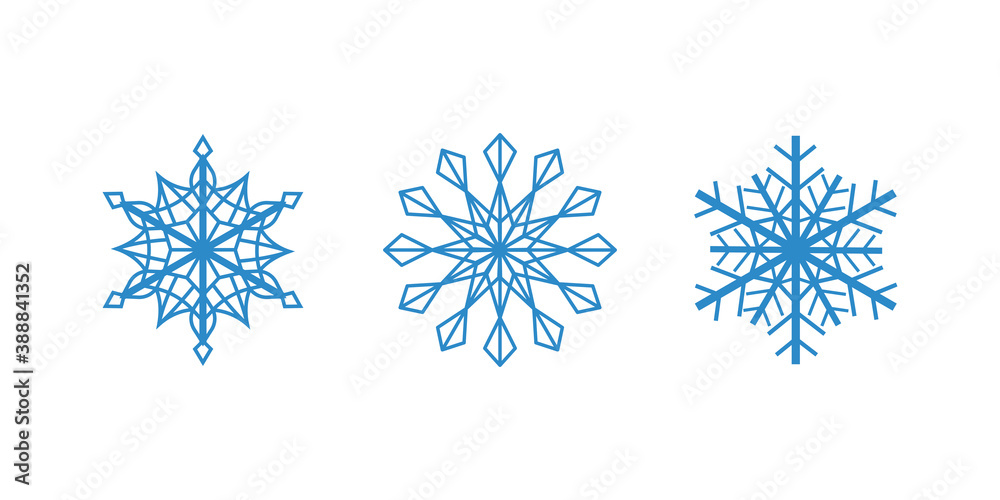 Vector blue snowflakes on the whitebackground. Isolated outline flakes set. Line art collection for winter decor. Vector blue snowflakes on the whitebackground. Isolated outline flakes set. Line art collection for winter decor.