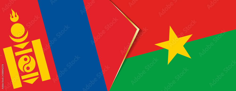Mongolia and Burkina Faso flags, two vector flags. Mongolia and Burkina Faso flags, two vector flags.