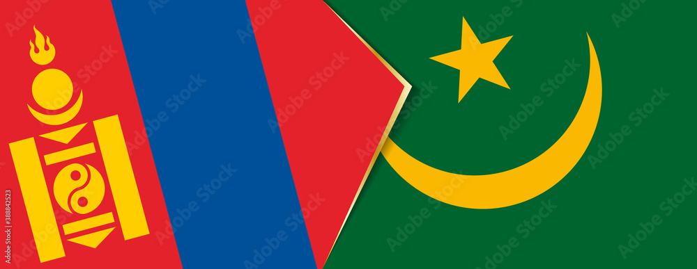 Mongolia and Mauritania flags, two vector flags. Mongolia and Mauritania flags, two vector flags.