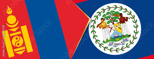Mongolia and Belize flags, two vector flags.