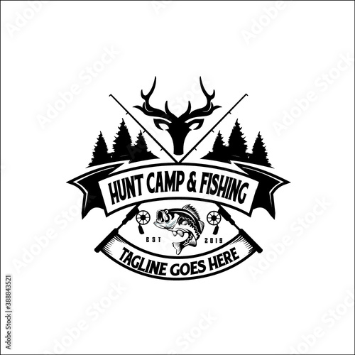 hunt camp & fishing logo exclusive design inspiration