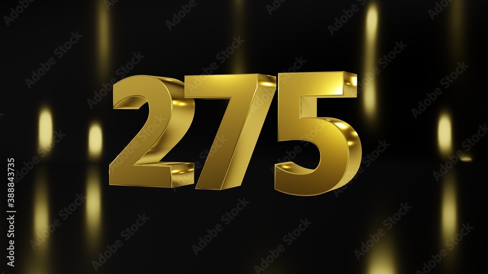 Number 275 In Gold On Black And Gold Background Isolated Number 3d number-275-in-gold-on-black-and-gold-background-isolated-number-3d