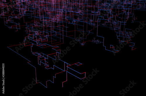 3D Abstract Background Geometric Connections