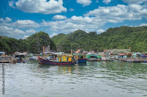 Fototapeta Naklejka Na Ścianę i Meble -  Floating village in Halong Bay