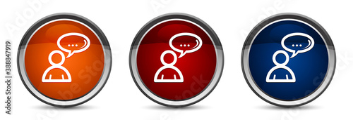 Social network icon exclusive blue red and orange round button design set