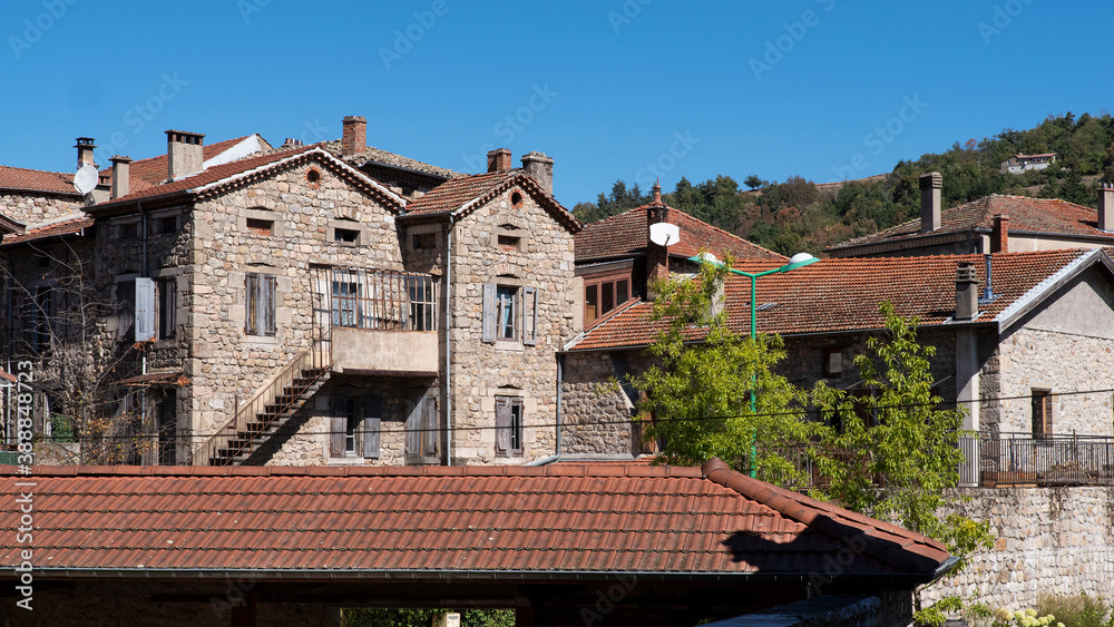 Architecture of old houses in the town of Saint Julien chapteuil in the Haute Loire in Auvergne in France Architecture of old houses in the town of Saint Julien chapteuil in the Haute Loire in Auvergne in France