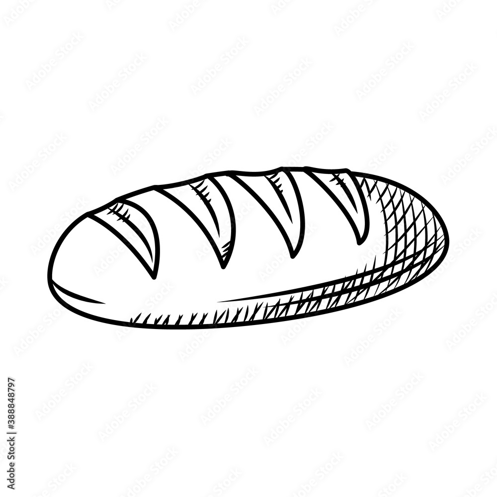 bread icon, hand draw style