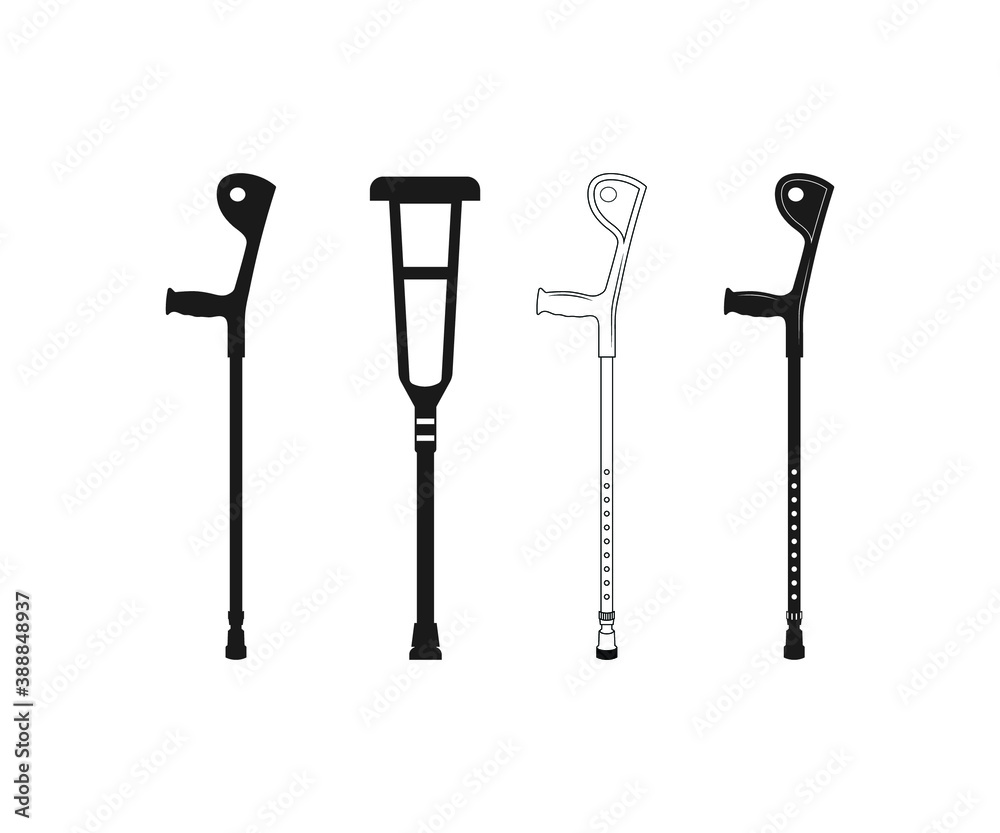 Crutches icon, Crutches Symbol Icon Design. Crutches frames line icon set. Vector illustration. Pair of crossed crutches. Crutches icon, Crutches Symbol Icon Design. Crutches frames line icon set. Vector illustration. Pair of crossed crutches.