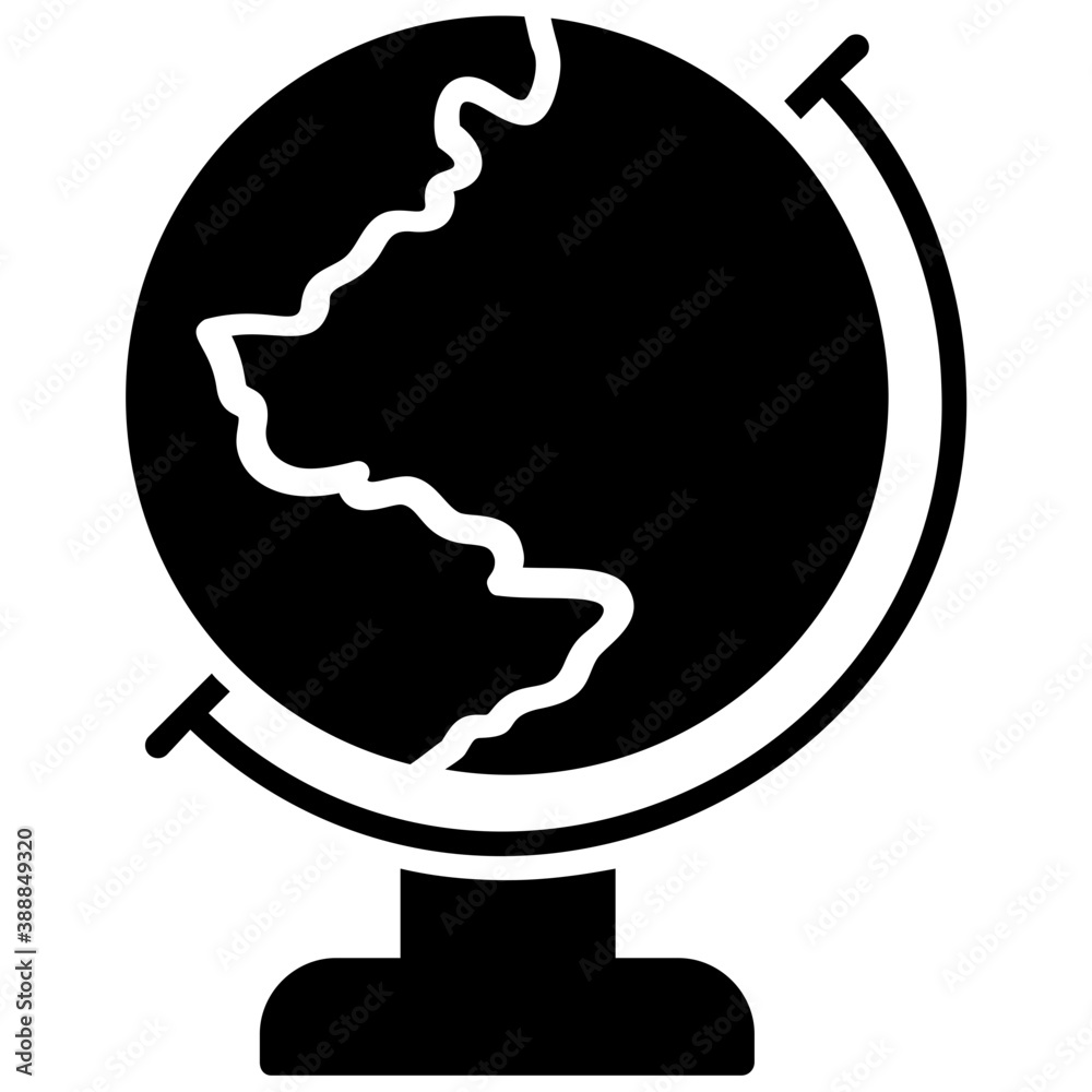 
A location pin over world map, global positioning system flat icon 
