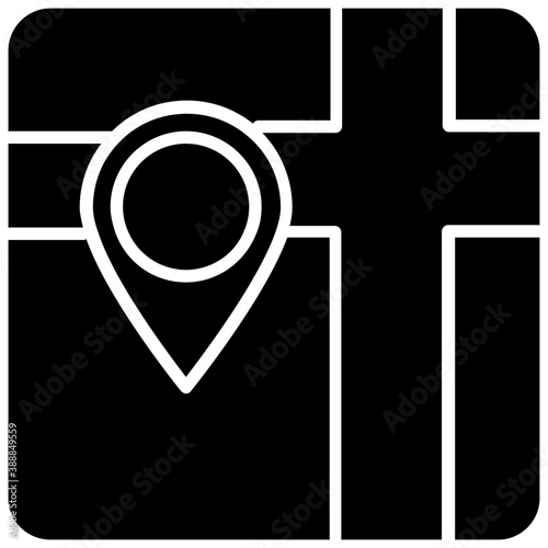 
Map of a city where pinpointer pointing to a specific destination, notion for map location
