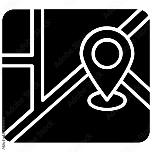 
Map of a city where pinpointer pointing to a specific destination, notion for map location
