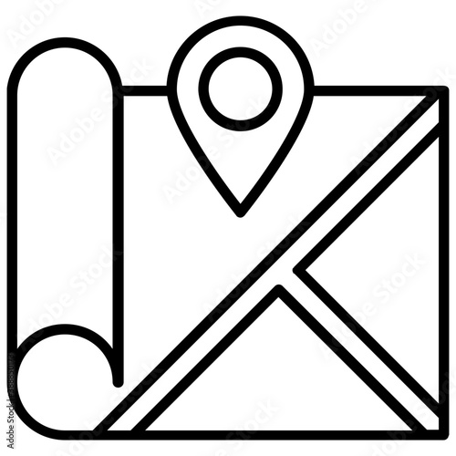 

Map of a city where pinpointer pointing to a specific destination, notion for map location
