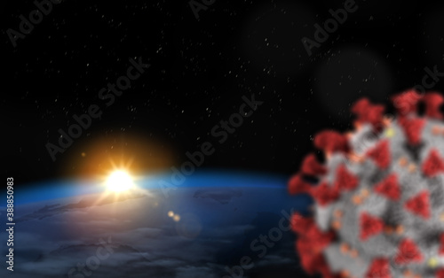 Global coronavirus pandemic and worldwide health threat from covid-19.  Elements of this image furnished by the CDC.