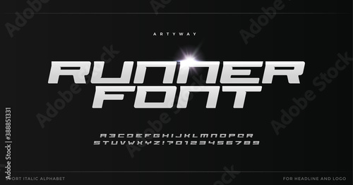 фотография Sport style alphabet for modern speed logo, dynamic poster headline, action typographic