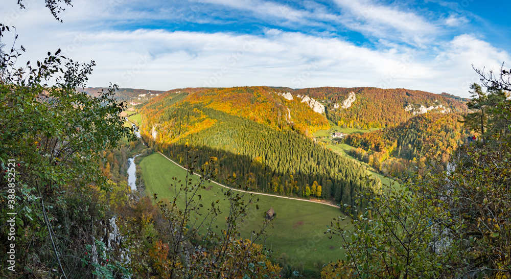 Fototapeta premium Fantastic autumn hike in the beautiful Danube valley near the Beuron monastery