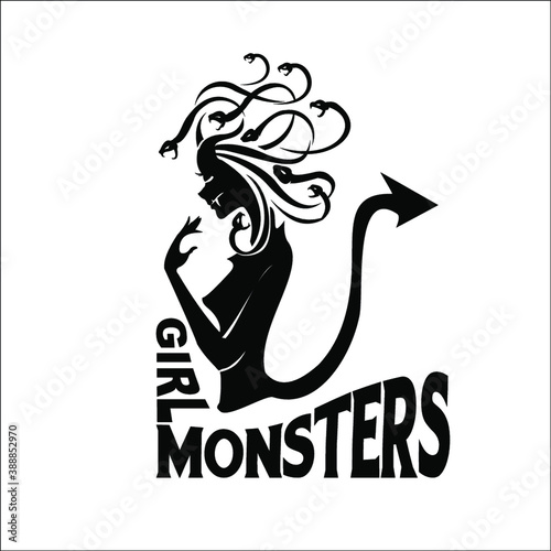 Snake hair Woman Pretty Monster logo exclusive design inspiration